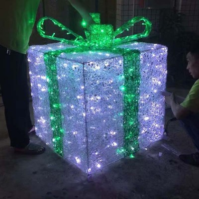 Decorative Led Christmas Gift Boxes 3D Motif Light