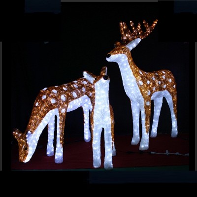 resin light up holiday decor,large 3-piece led lighted holiday deer family - 60,large 3-piece led lighted holiday deer family