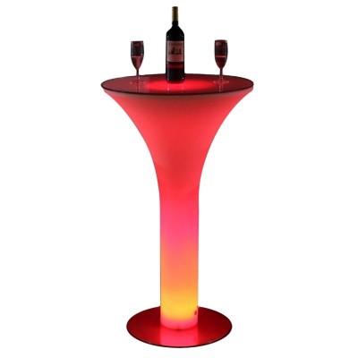 RGB Round led club bar furniture Colorful stainless steel base Outdoor LED chair cocktail table banquet Led Bar Table